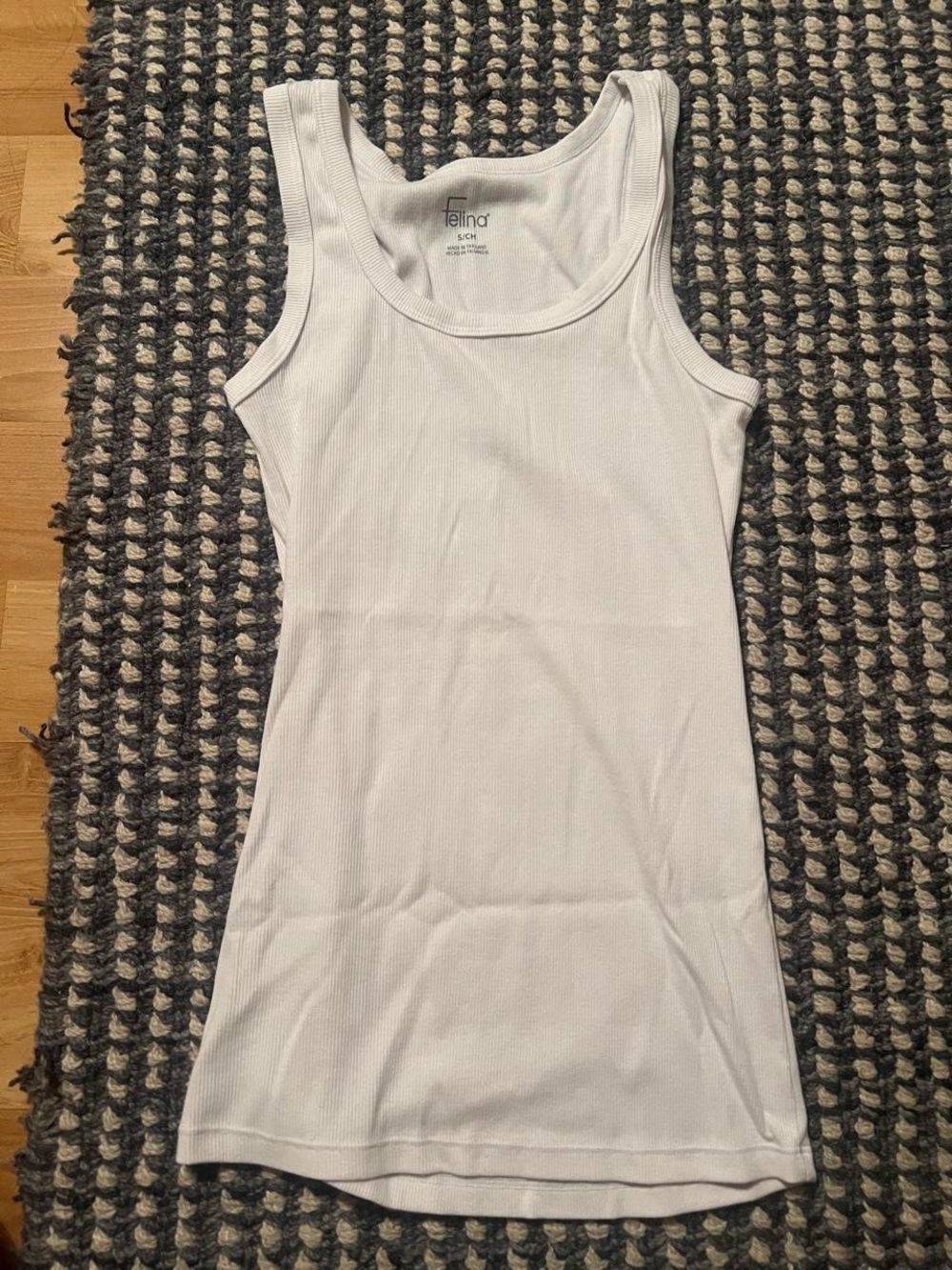 Felina Ribbed Tank Top in White Small